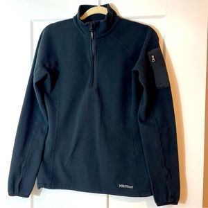 Marmot Polartec Fleece 1/4 Zip Jacket Women’s Black Sz 6 Thumb Holes Arm Pocket